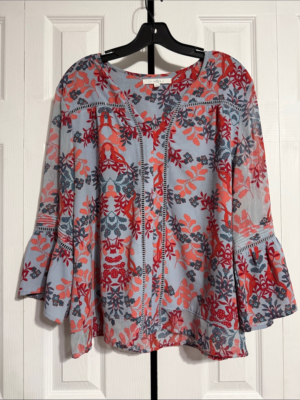 Fever floral print blouse top shirt size LARGE